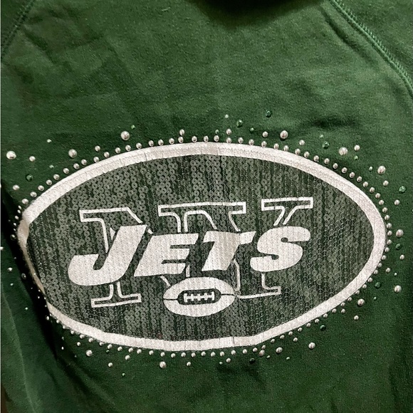 Pink VS NFL NY Jets sweatshirt with sequins, studs, hoodie - Picture 4 of 13